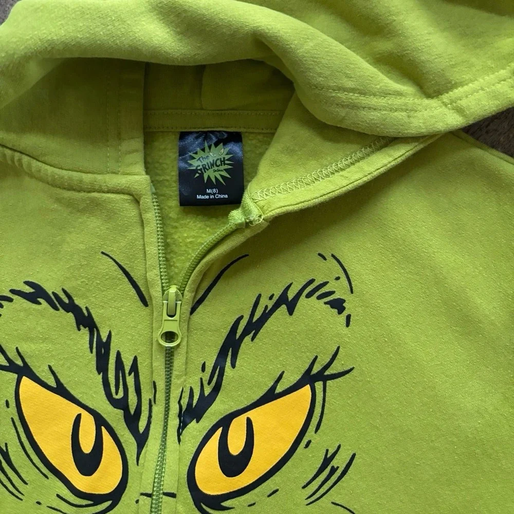 Children's The Grinch zip-up hoodie Medium (8)